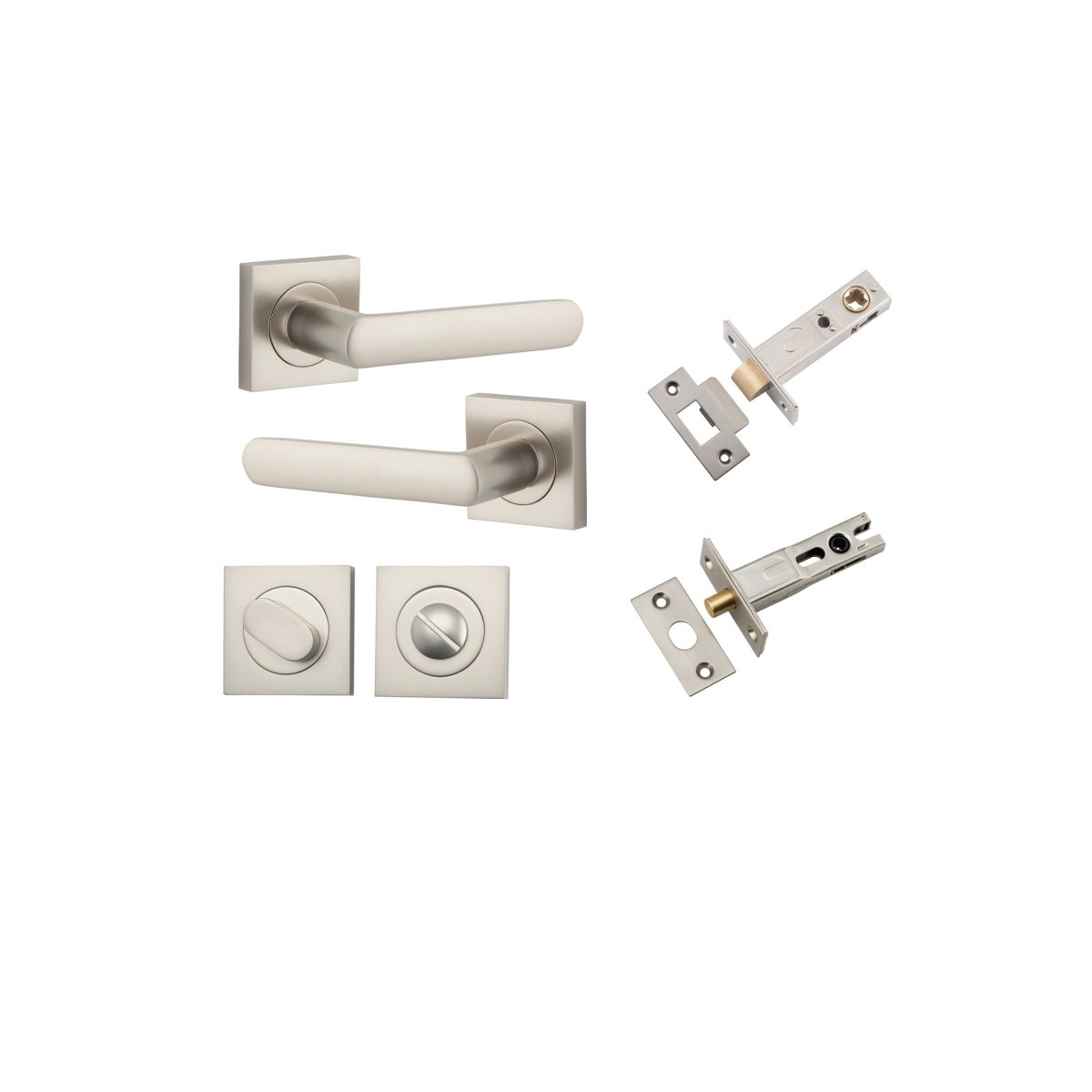 Osaka Lever - Square Rose - Ella Grace - Iver - Satin Nickel - Door Levers