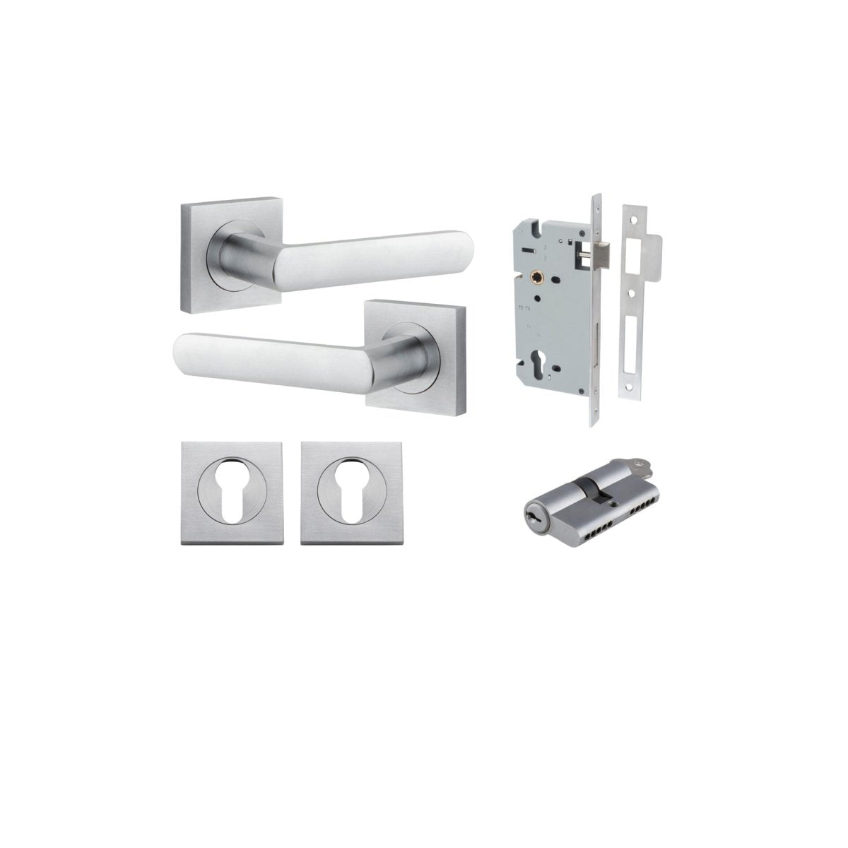 Osaka Lever - Square Rose - Ella Grace - Iver - Brushed Chrome - Door Levers