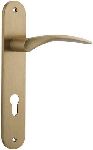 Oxford Lever - Oval Backplate - Ella Grace - Iver - Brushed Brass - Door Levers