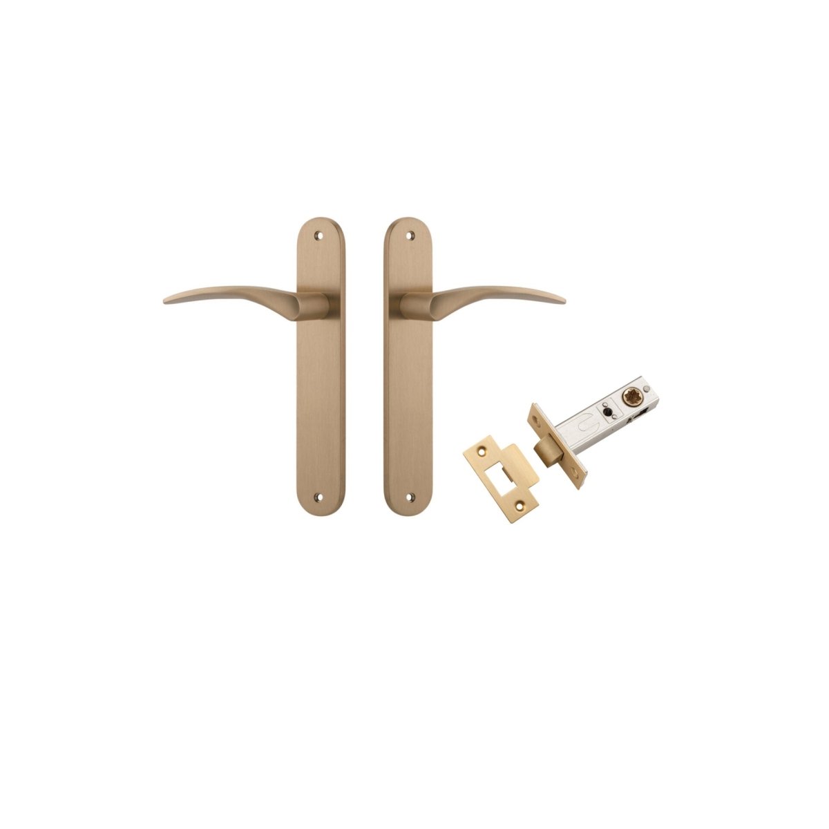 Oxford Lever - Oval Backplate - Ella Grace - Iver - Brushed Brass - Door Levers