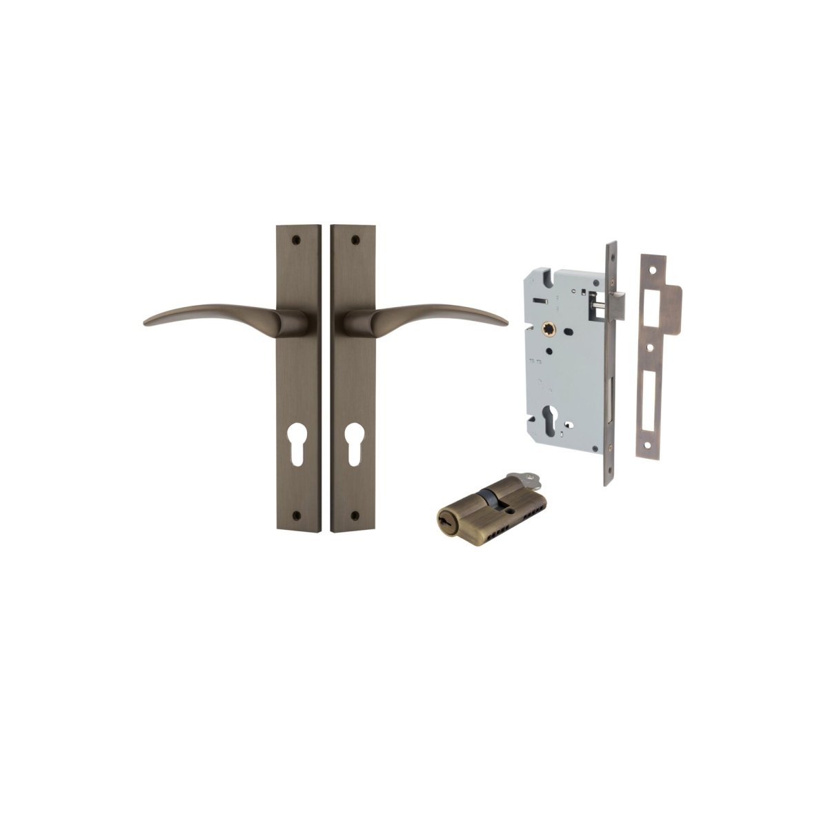 Oxford Lever - Rectangular Backplate - Ella Grace - Iver - Signature Brass - Door Levers