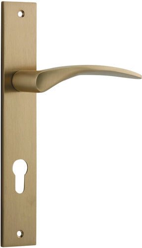 Oxford Lever - Rectangular Backplate - Ella Grace - Iver - Brushed Brass - Door Levers