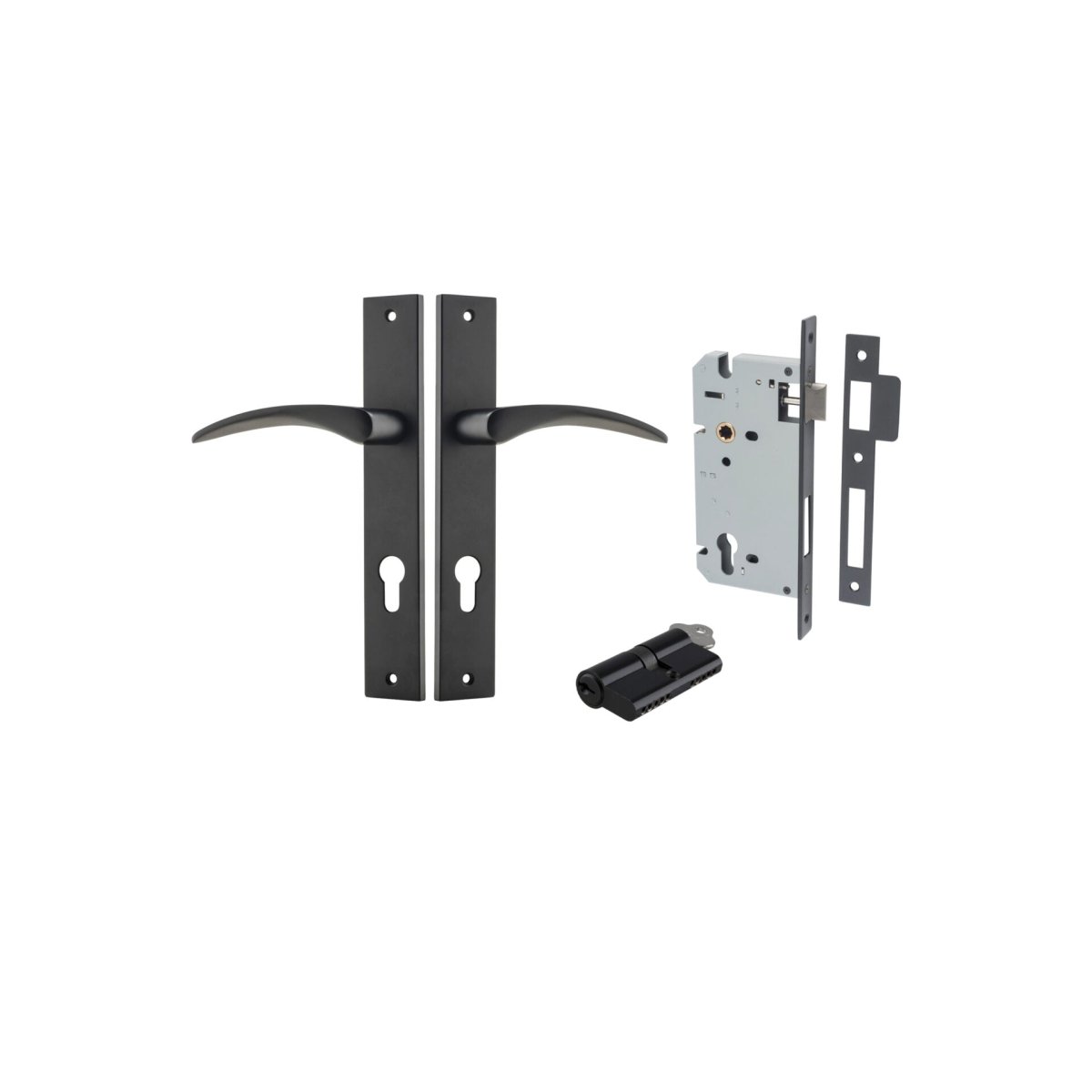 Oxford Lever - Rectangular Backplate - Ella Grace - Iver - Matt Black - Door Levers