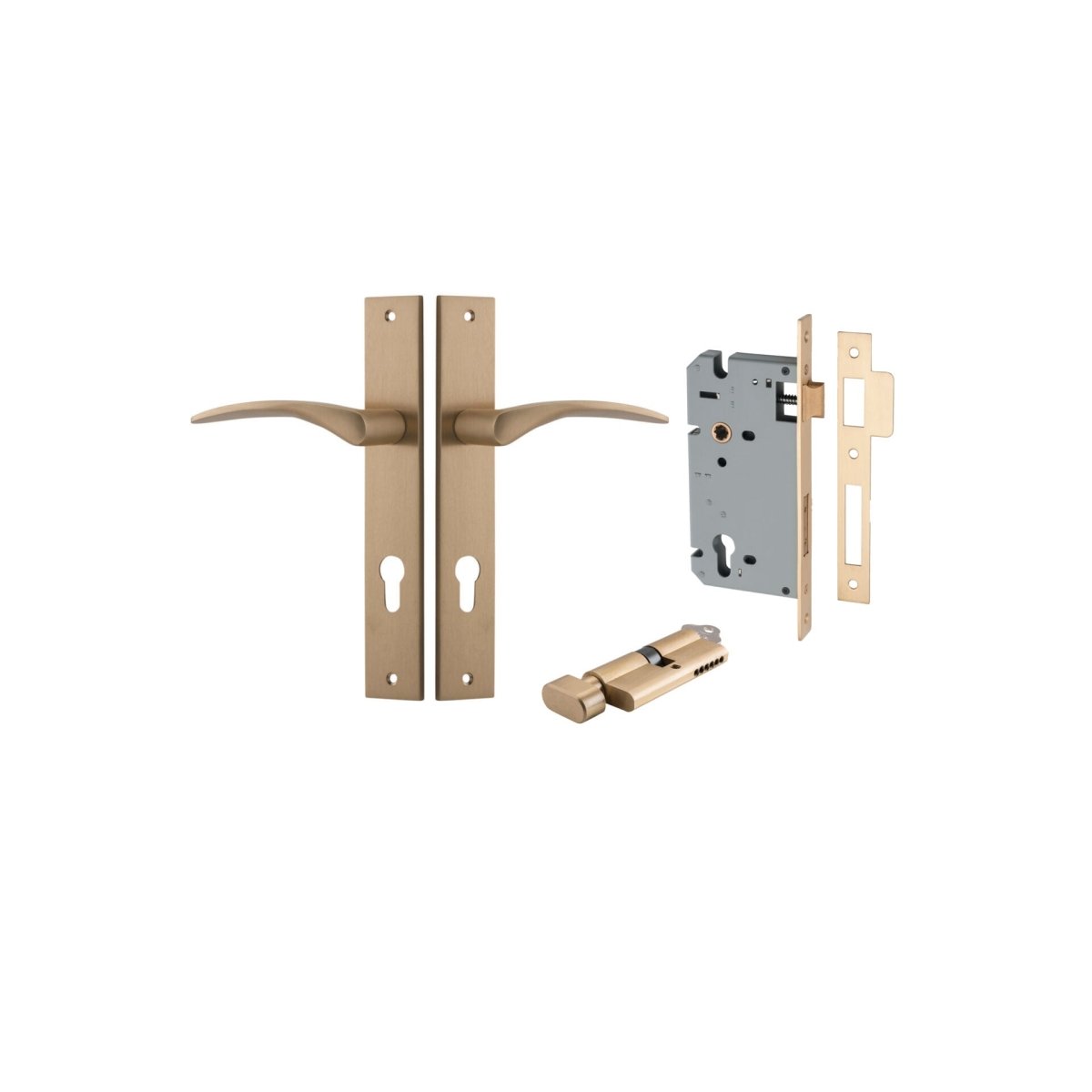 Oxford Lever - Rectangular Backplate - Ella Grace - Iver - Brushed Brass - Door Levers