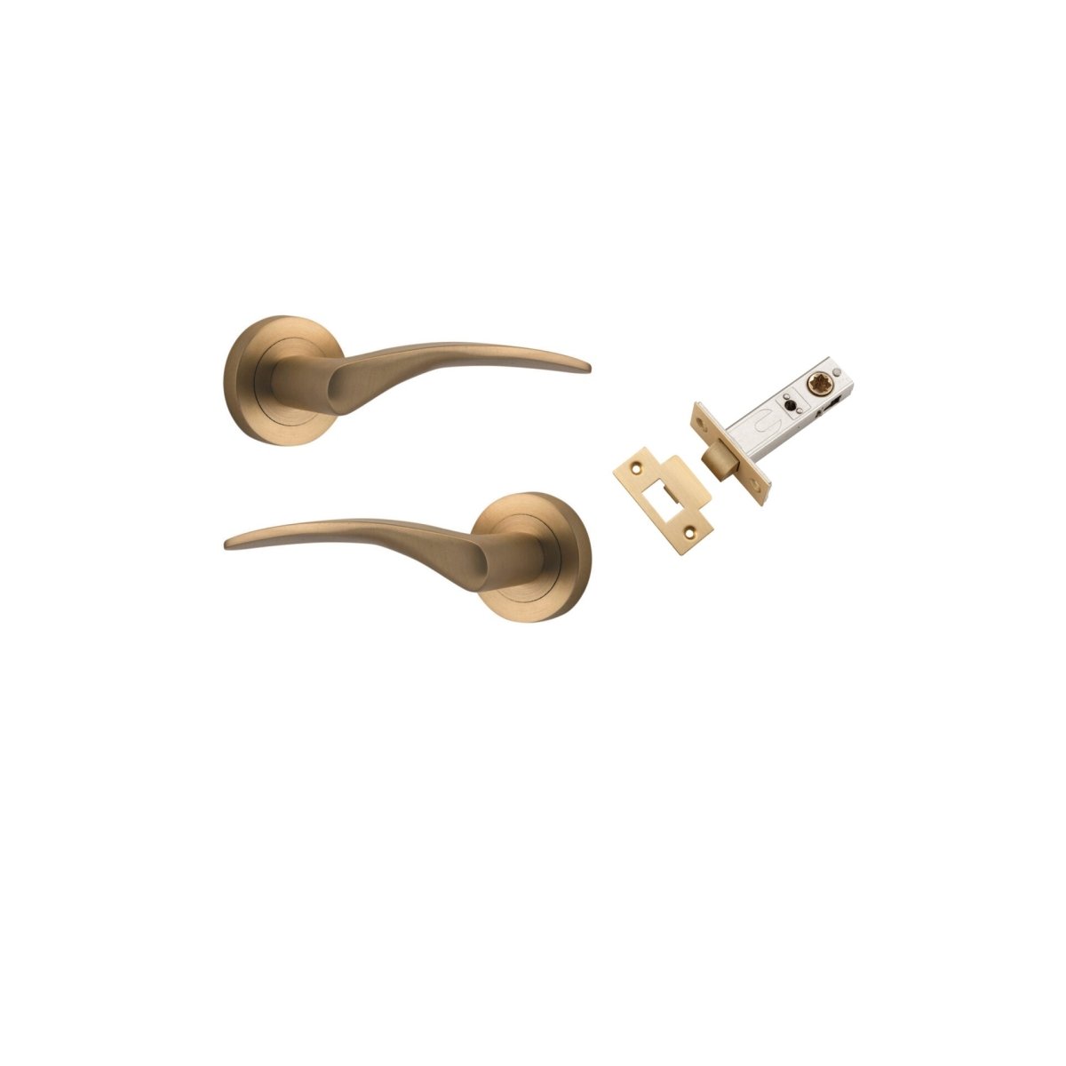 Oxford Lever - Round Rose - Ella Grace - Iver - Brushed Brass - Door Levers