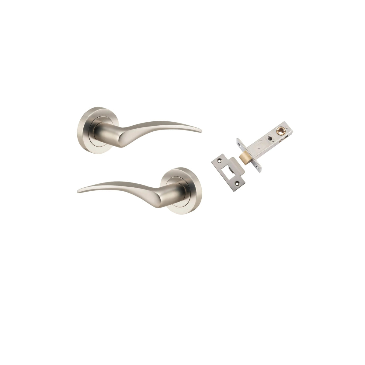 Oxford Lever - Round Rose - Ella Grace - Iver - Satin Nickel - Door Levers