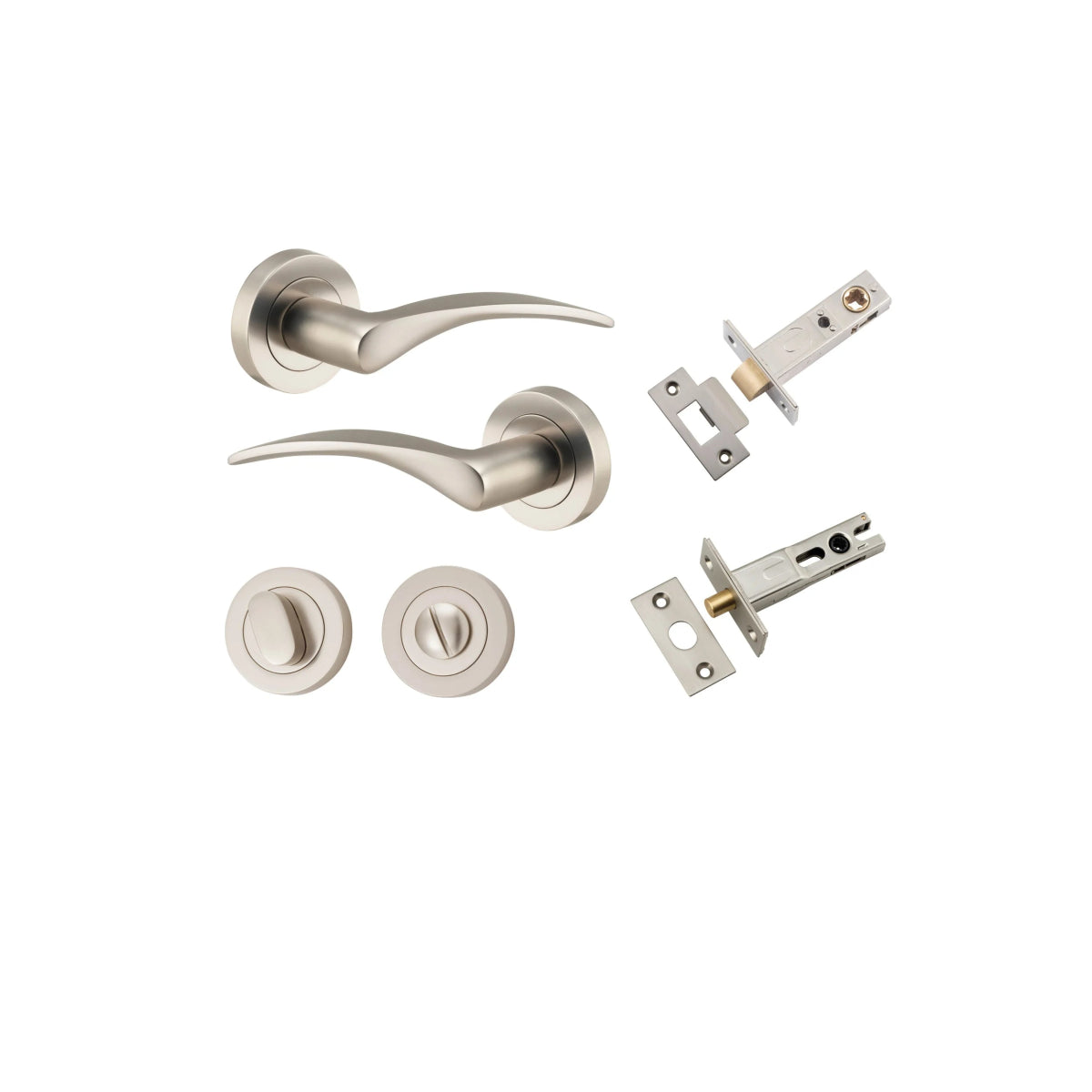 Oxford Lever - Round Rose - Ella Grace - Iver - Satin Nickel - Door Levers