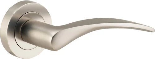 Oxford Lever - Round Rose - Ella Grace - Iver - Satin Nickel - Door Levers