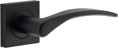 Oxford Lever - Square Rose - Ella Grace - Iver - Matt Black - Door Levers