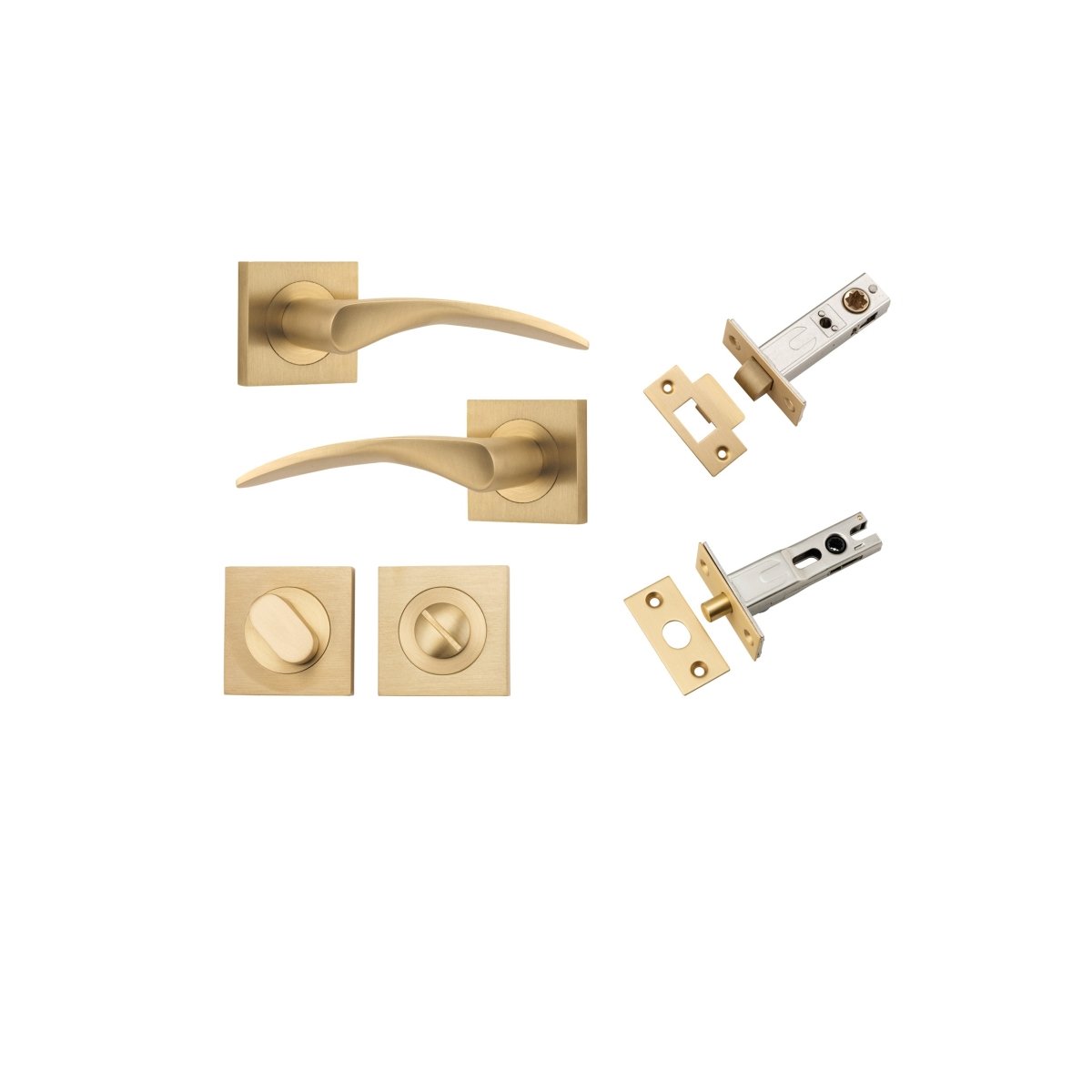 Oxford Lever - Square Rose - Ella Grace - Iver - Brushed Brass - Door Levers