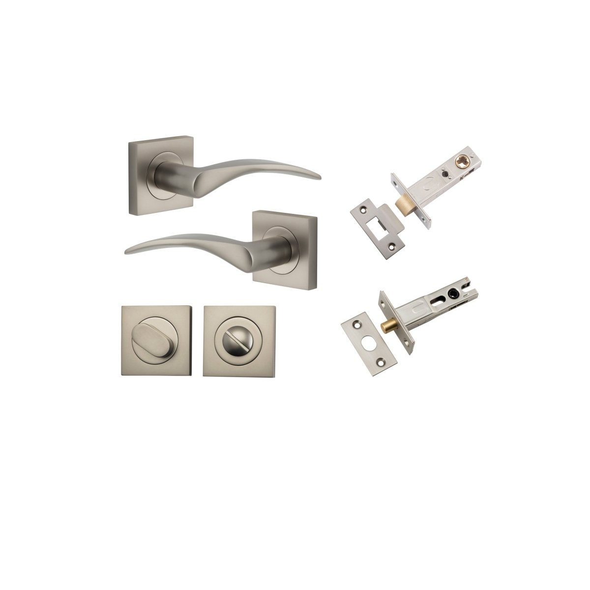 Oxford Lever - Square Rose - Ella Grace - Iver - Satin Nickel - Door Levers