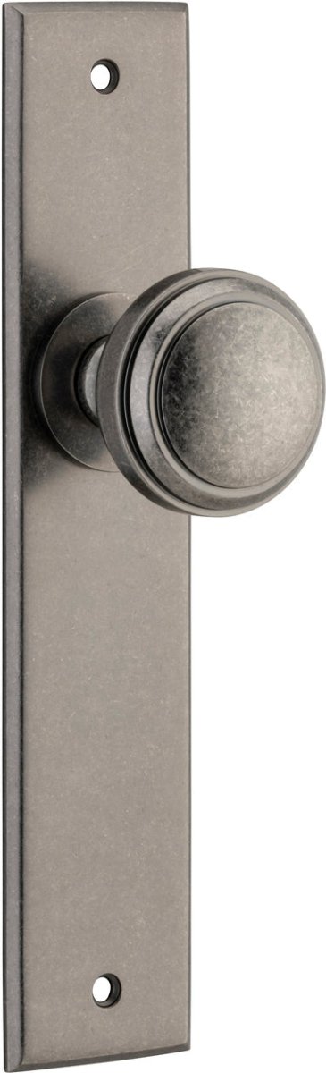 Paddington Knob - Chamfered Backplate - Ella Grace - Iver - Distressed Nickel - Door Knobs