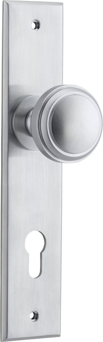 Paddington Knob - Chamfered Backplate - Ella Grace - Iver - Brushed Chrome - Door Knobs