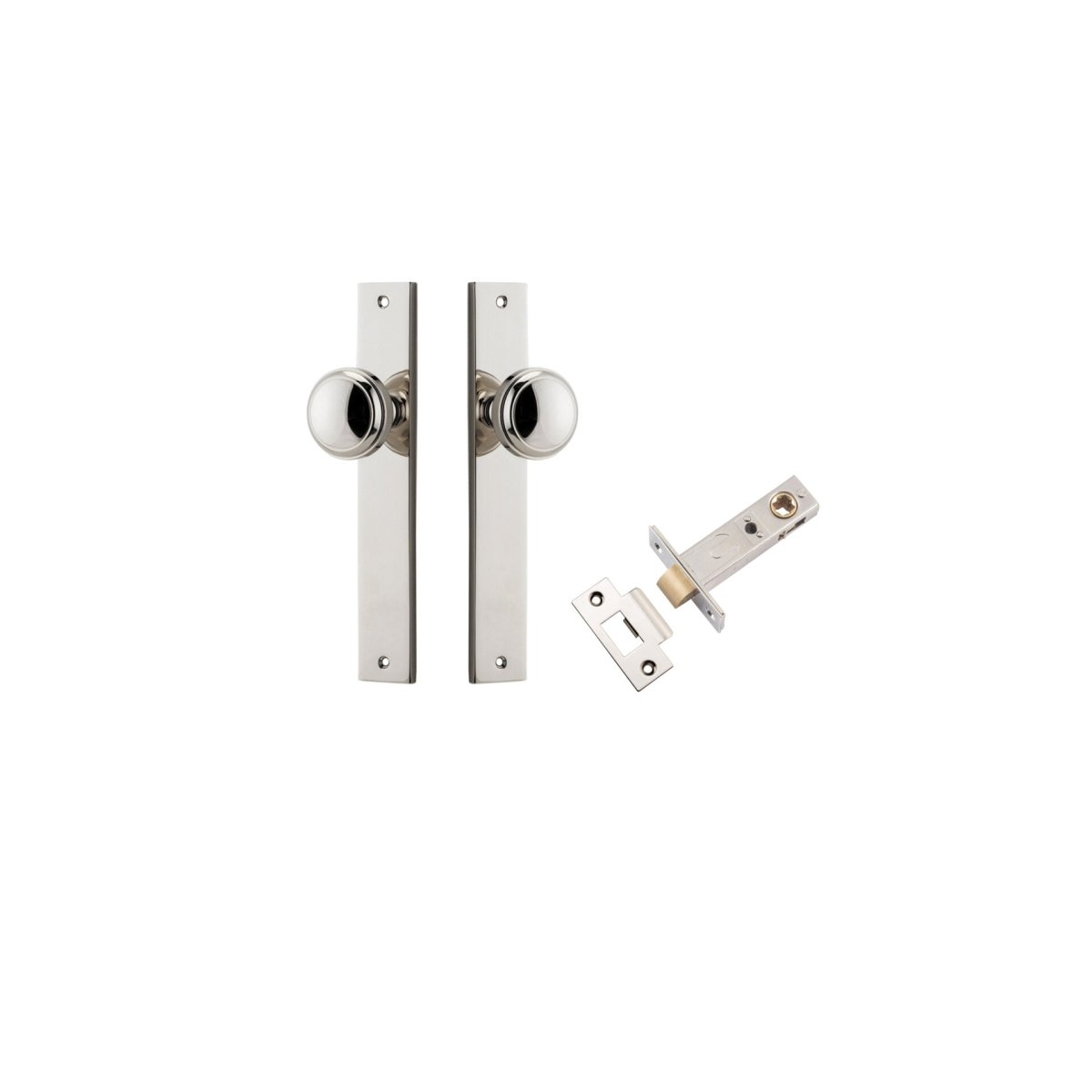 Paddington Knob - Rectangular Backplate - Ella Grace - Iver - Polished Nickel - Door Knobs