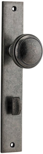 Paddington Knob - Rectangular Backplate - Ella Grace - Iver - Distressed Nickel - Door Knobs