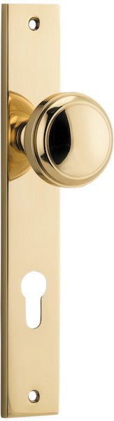 Paddington Knob - Rectangular Backplate - Ella Grace - Iver - Polished Brass - Door Knobs