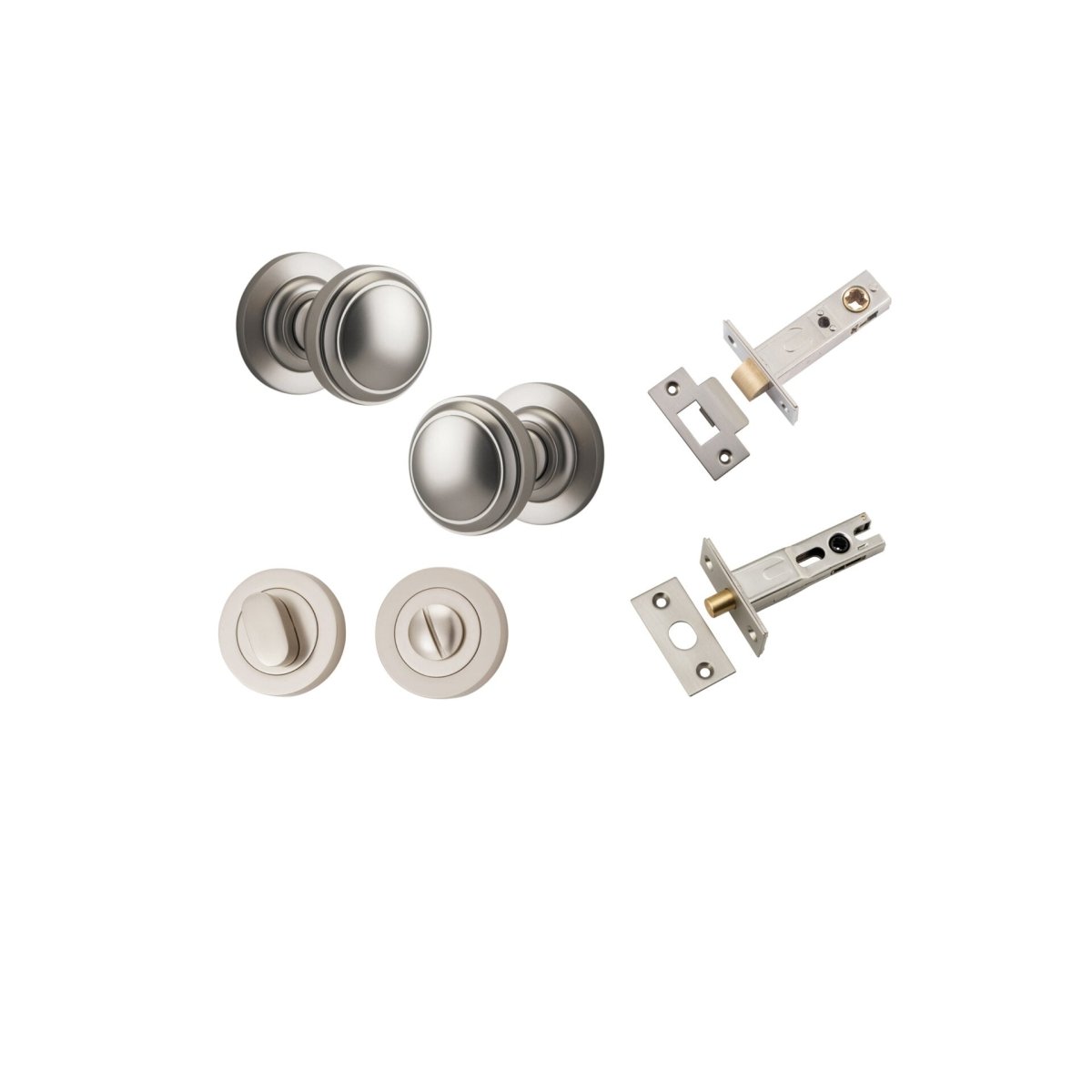 Paddington Knob - Round Rose - Ella Grace - Iver - Satin Nickel - Door Knobs