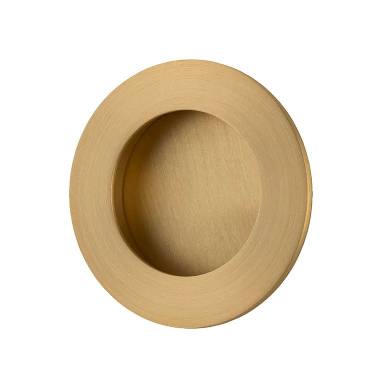 Round Flush Pull - Ella Grace - Iver - Brushed Brass - Sliding Door Pulls