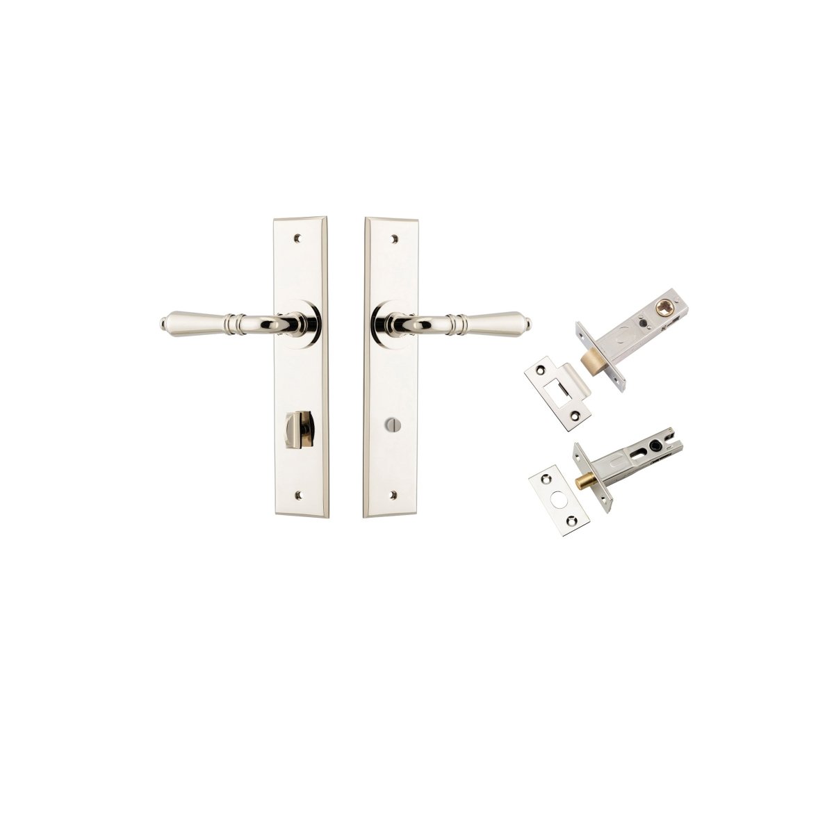 Sarlat Lever - Chamfered Backplate - Ella Grace - Iver - Polished Nickel - Door Levers