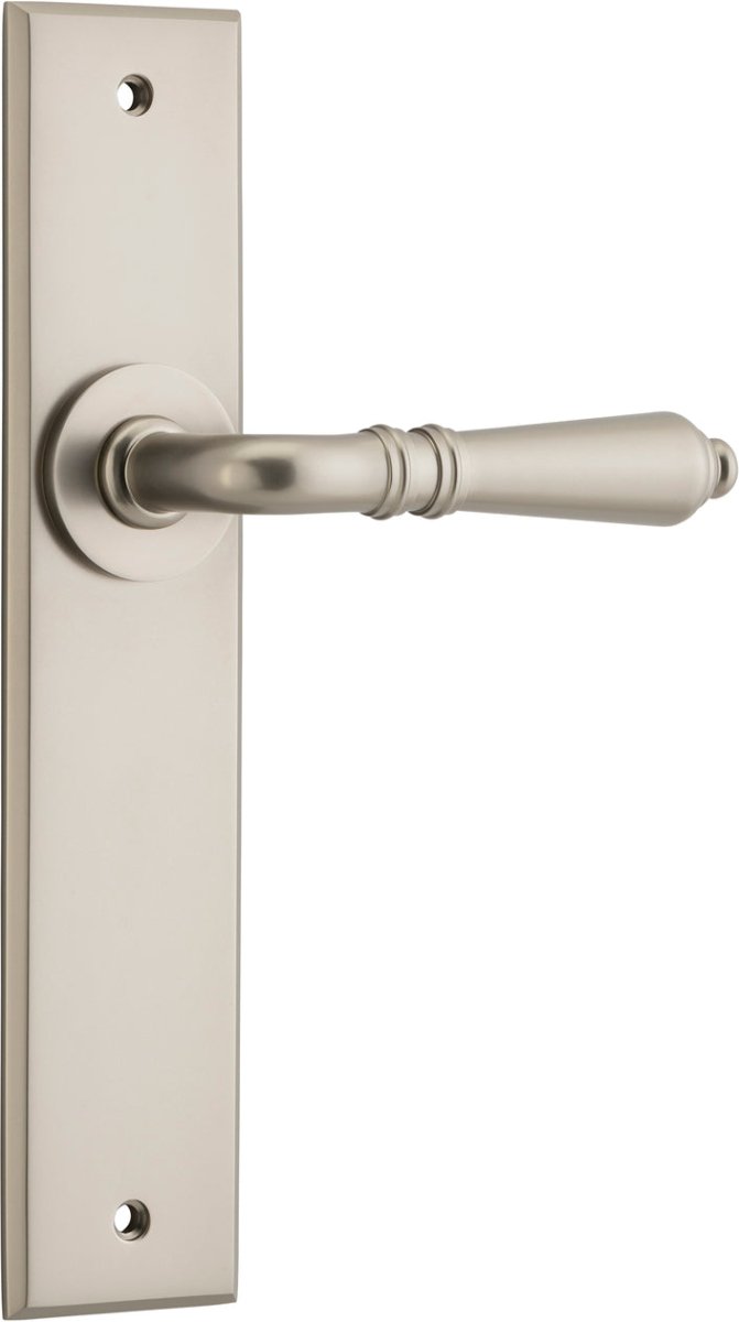 Sarlat Lever - Chamfered Backplate - Ella Grace - Iver - Satin Nickel - Door Levers