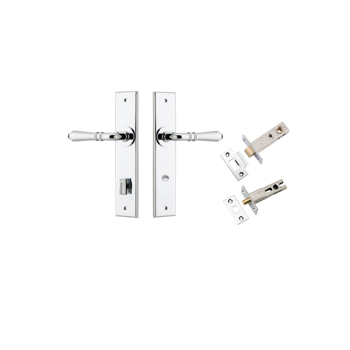 Sarlat Lever - Chamfered Backplate - Ella Grace - Iver - Polished Chrome - Door Levers