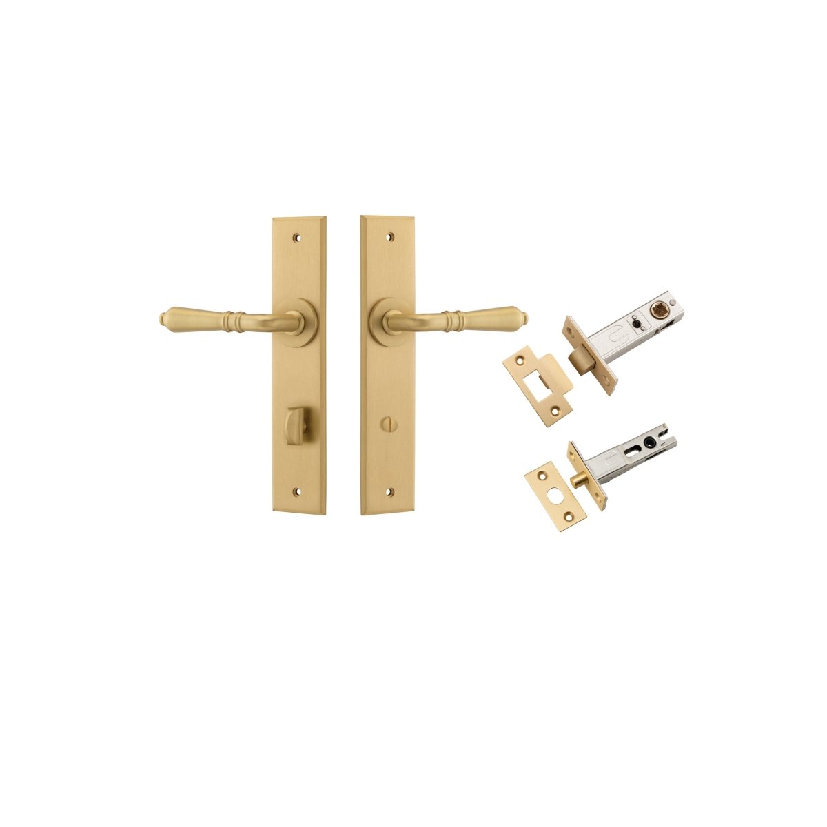 Sarlat Lever - Chamfered Backplate - Ella Grace - Iver - Brushed Brass - Door Levers