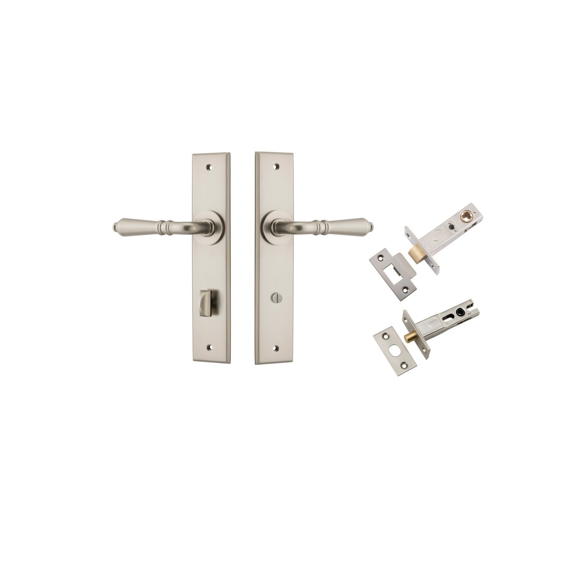 Sarlat Lever - Chamfered Backplate - Ella Grace - Iver - Satin Nickel - Door Levers