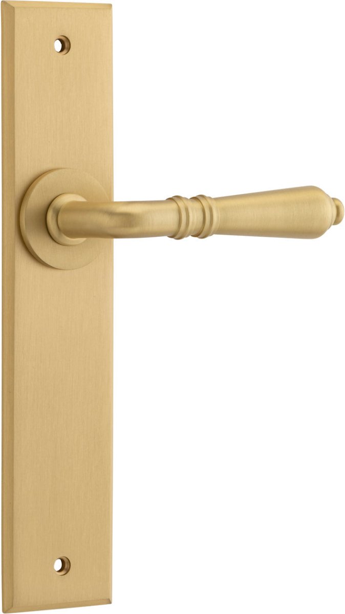 Sarlat Lever - Chamfered Backplate - Ella Grace - Iver - Brushed Brass - Door Levers