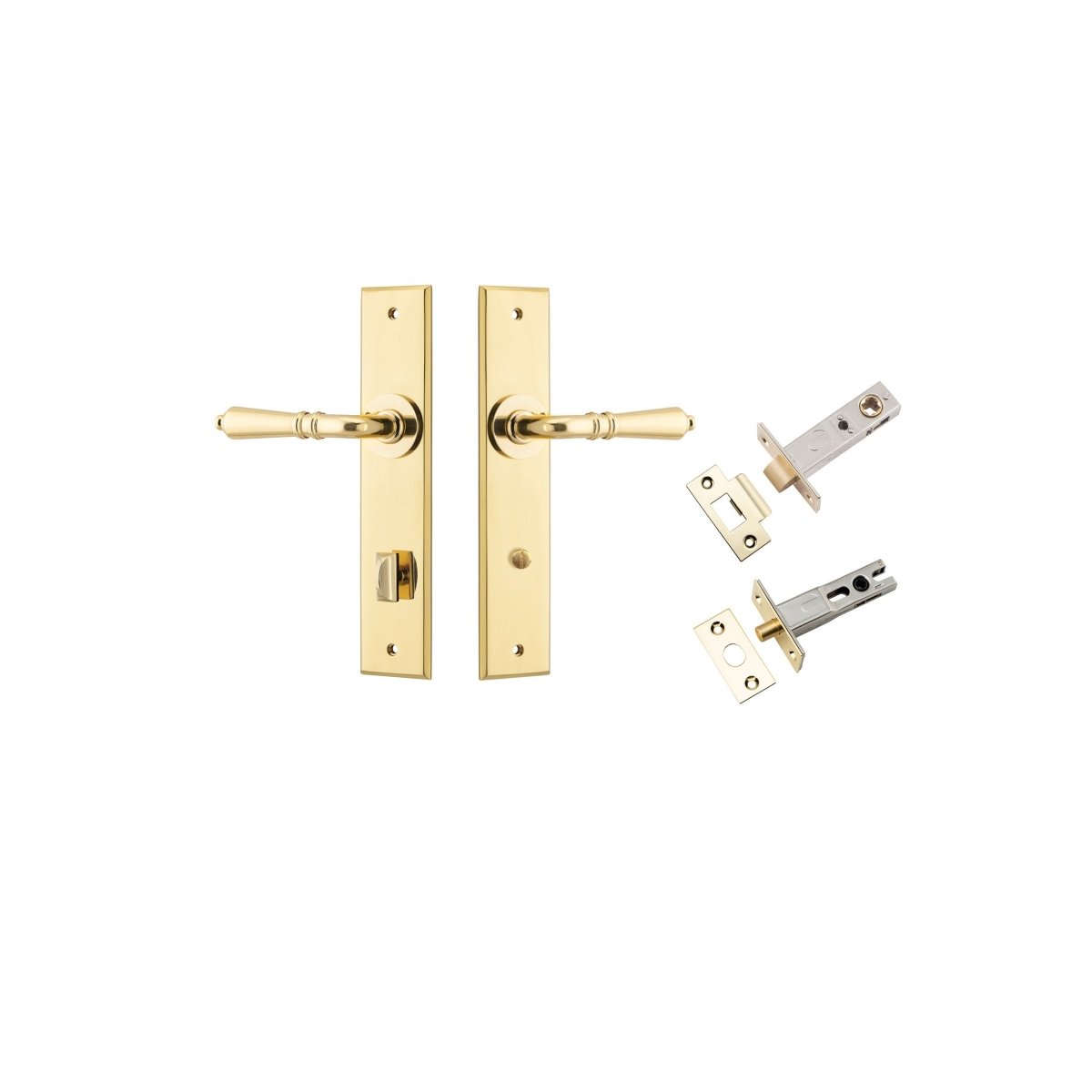 Sarlat Lever - Chamfered Backplate - Ella Grace - Iver - Polished Brass - Door Levers