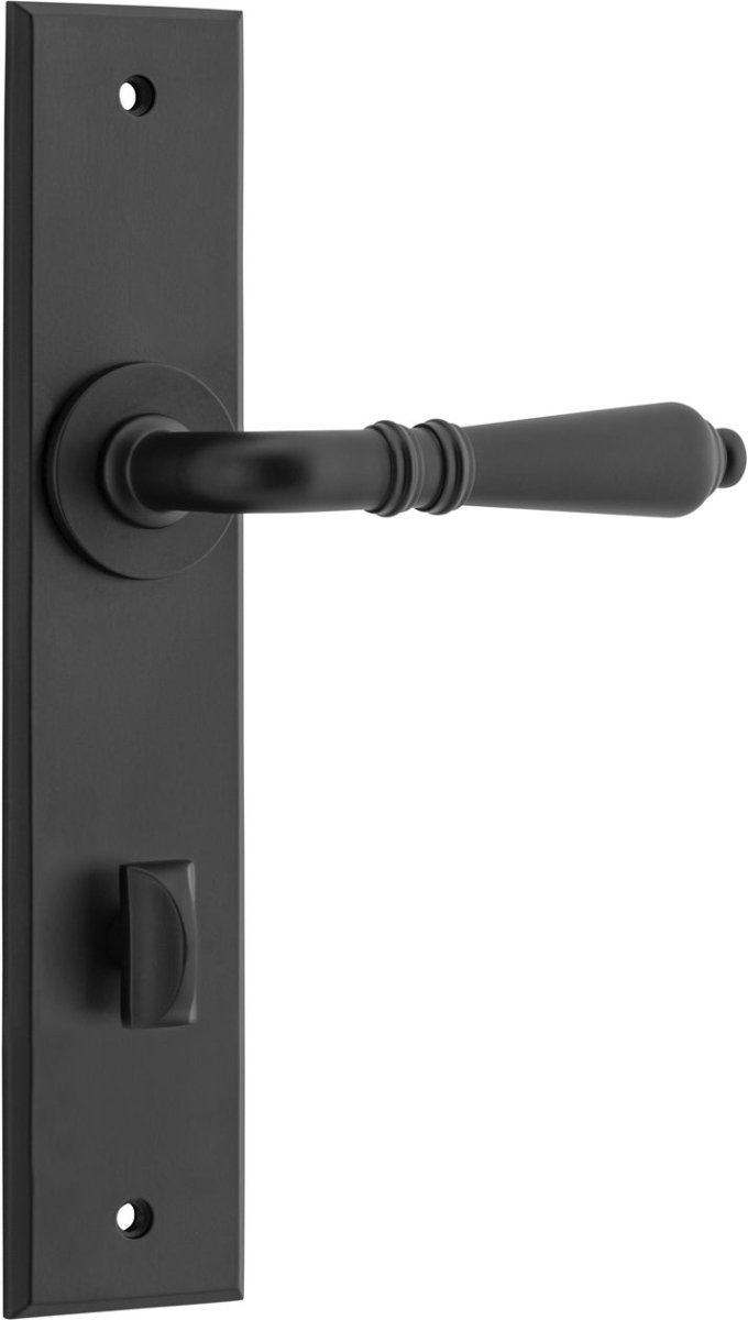 Sarlat Lever - Chamfered Backplate - Ella Grace - Iver - Matt Black - Door Levers