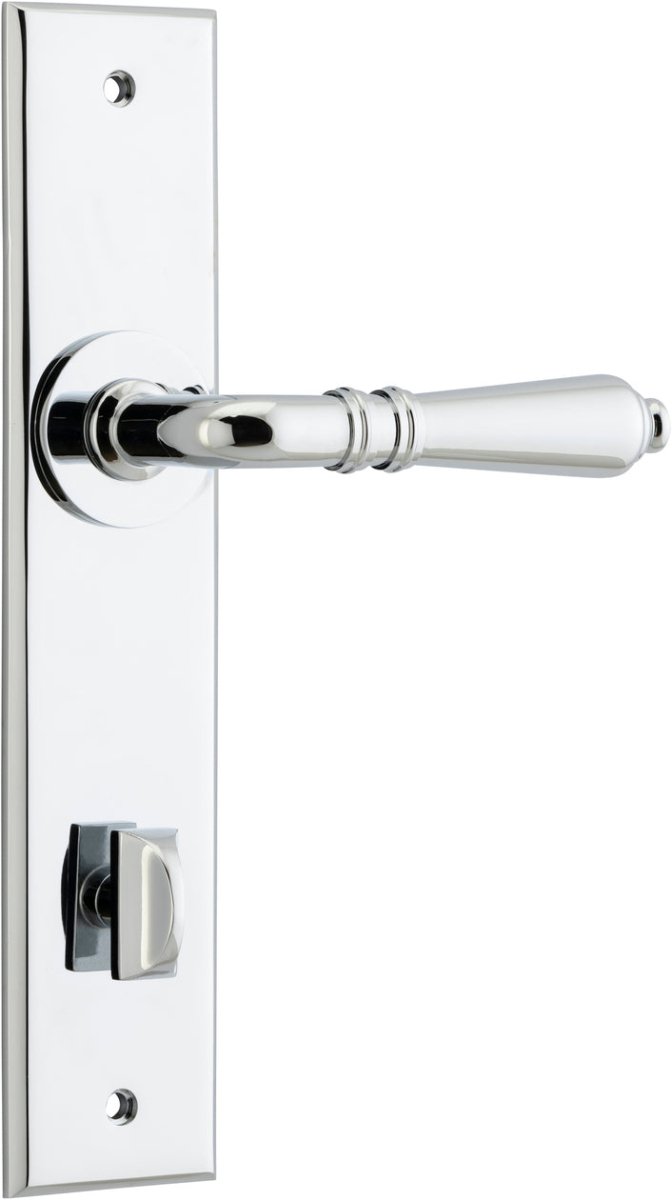 Sarlat Lever - Chamfered Backplate - Ella Grace - Iver - Polished Chrome - Door Levers