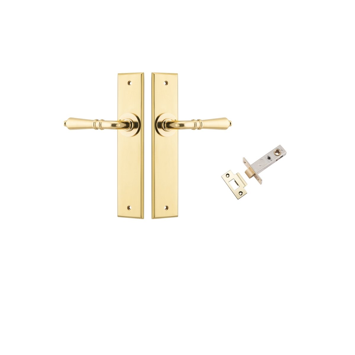 Sarlat Lever - Chamfered Backplate - Ella Grace - Iver - Polished Brass - Door Levers