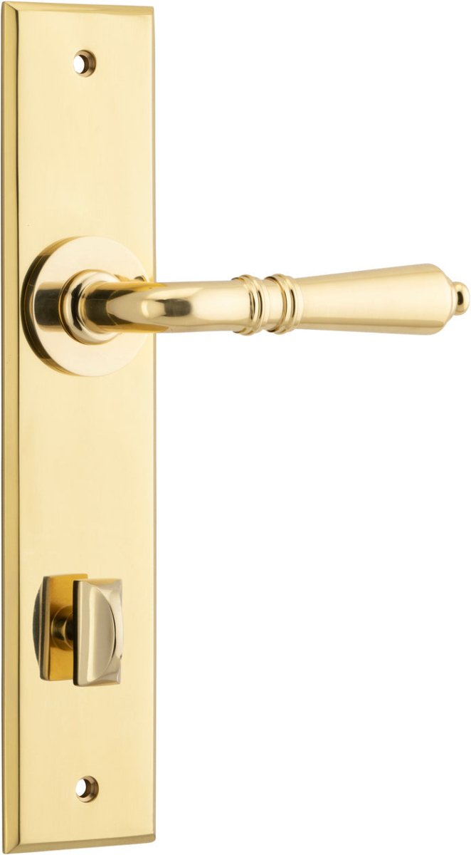 Sarlat Lever - Chamfered Backplate - Ella Grace - Iver - Polished Brass - Door Levers