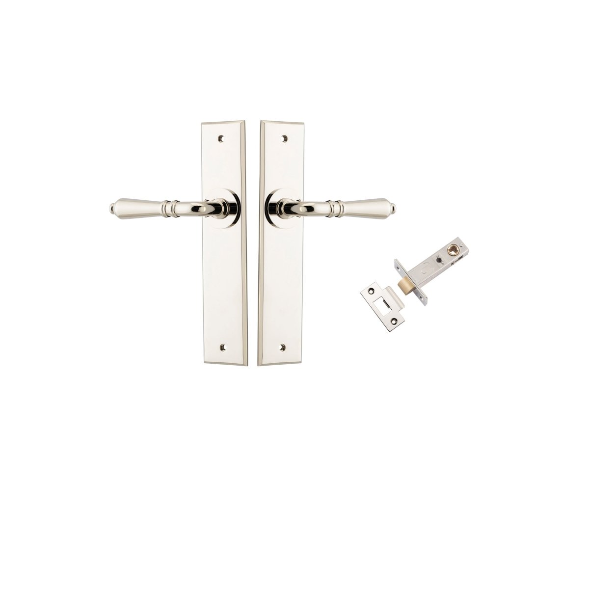 Sarlat Lever - Chamfered Backplate - Ella Grace - Iver - Polished Nickel - Door Levers