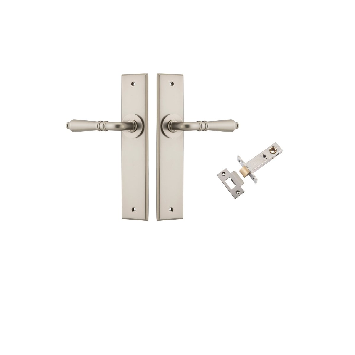 Sarlat Lever - Chamfered Backplate - Ella Grace - Iver - Satin Nickel - Door Levers