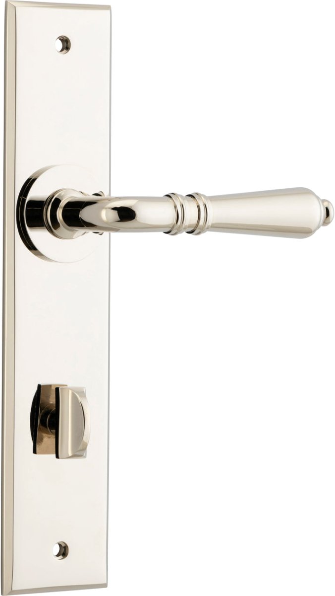 Sarlat Lever - Chamfered Backplate - Ella Grace - Iver - Polished Nickel - Door Levers