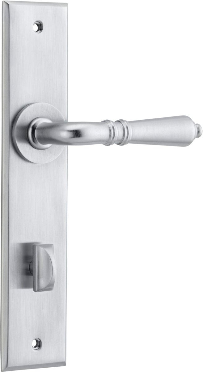 Sarlat Lever - Chamfered Backplate - Ella Grace - Iver - Brushed Chrome - Door Levers