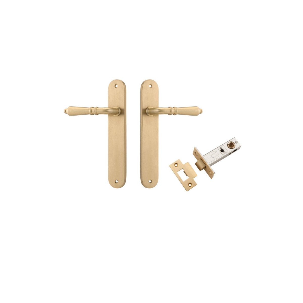 Sarlat Lever - Oval Backplate - Ella Grace - Iver - Brushed Brass - Door Levers