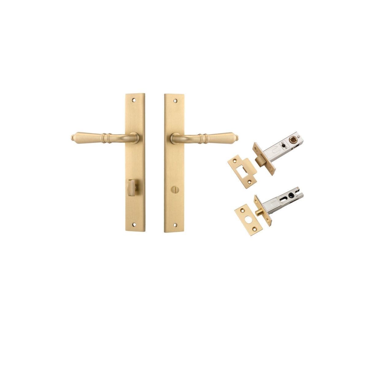 Sarlat Lever - Rectangular Backplate - Ella Grace - Iver - Brushed Brass - Door Levers