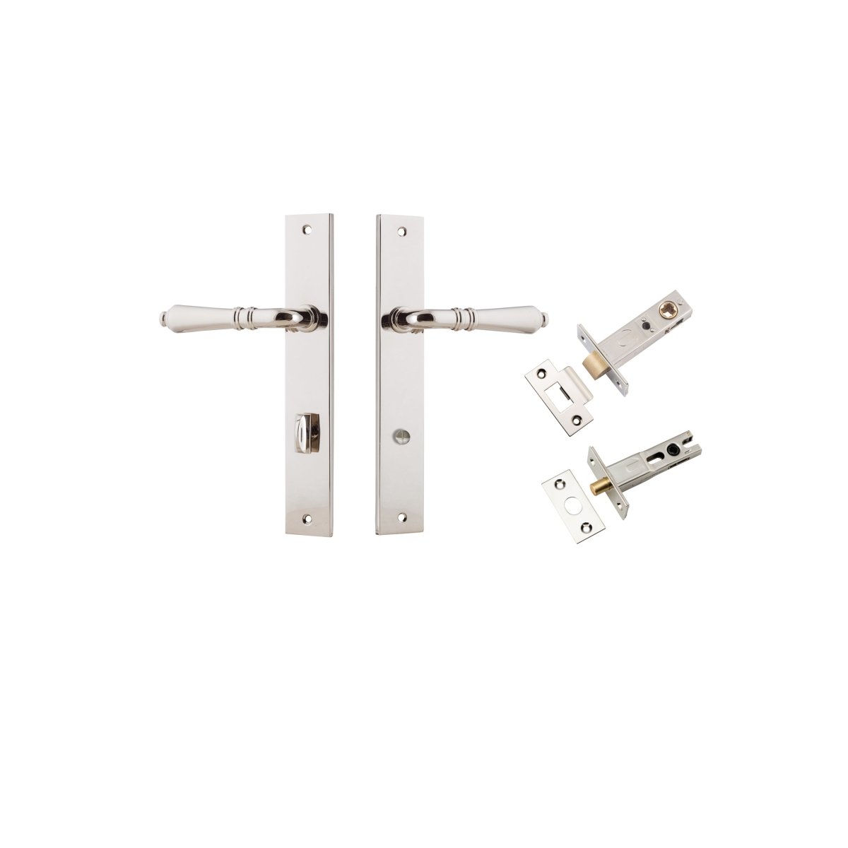 Sarlat Lever - Rectangular Backplate - Ella Grace - Iver - Polished Nickel - Door Levers