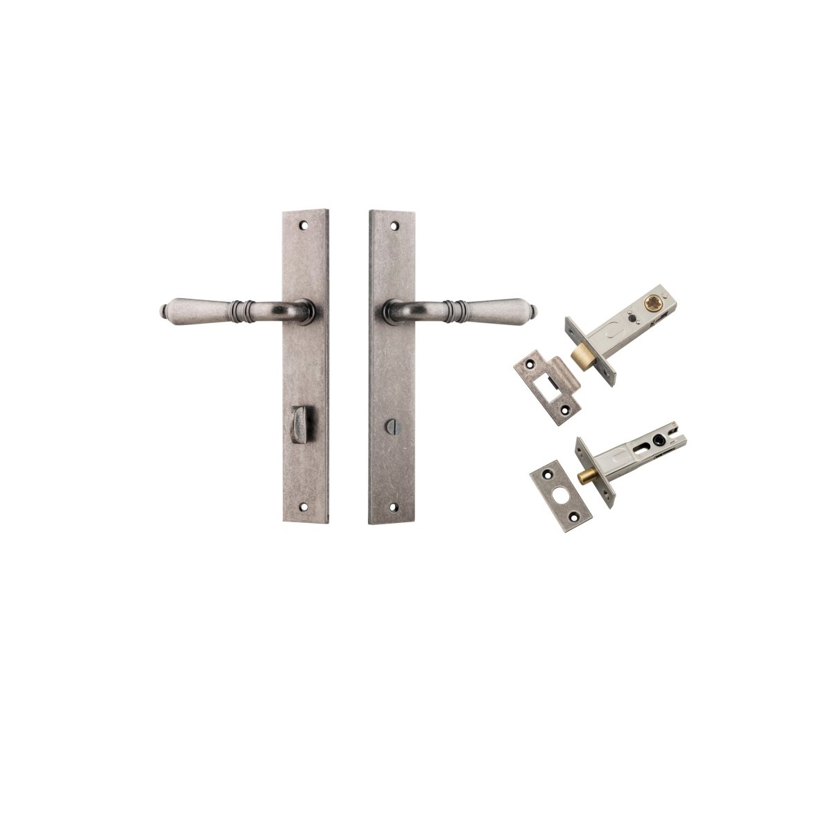 Sarlat Lever - Rectangular Backplate - Ella Grace - Iver - Distressed Nickel - Door Levers