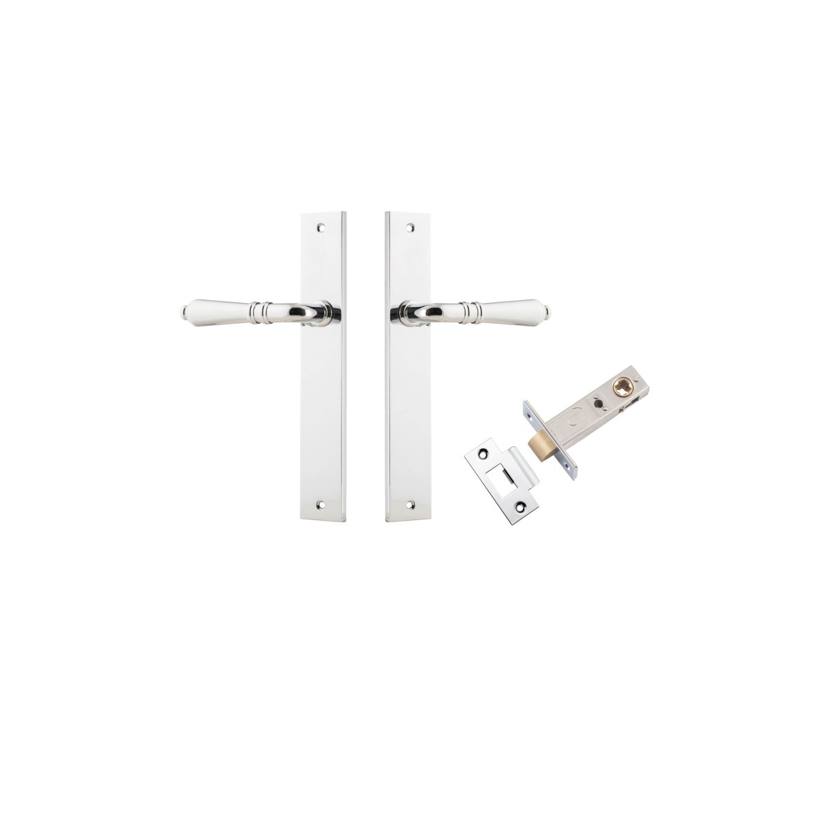 Sarlat Lever - Rectangular Backplate - Ella Grace - Iver - Polished Chrome - Door Levers