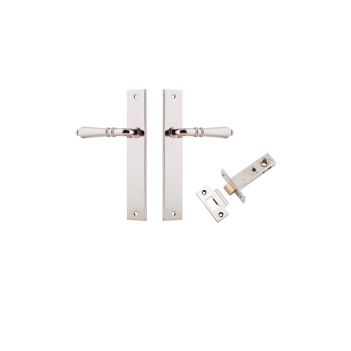 Sarlat Lever - Rectangular Backplate - Ella Grace - Iver - Polished Nickel - Door Levers