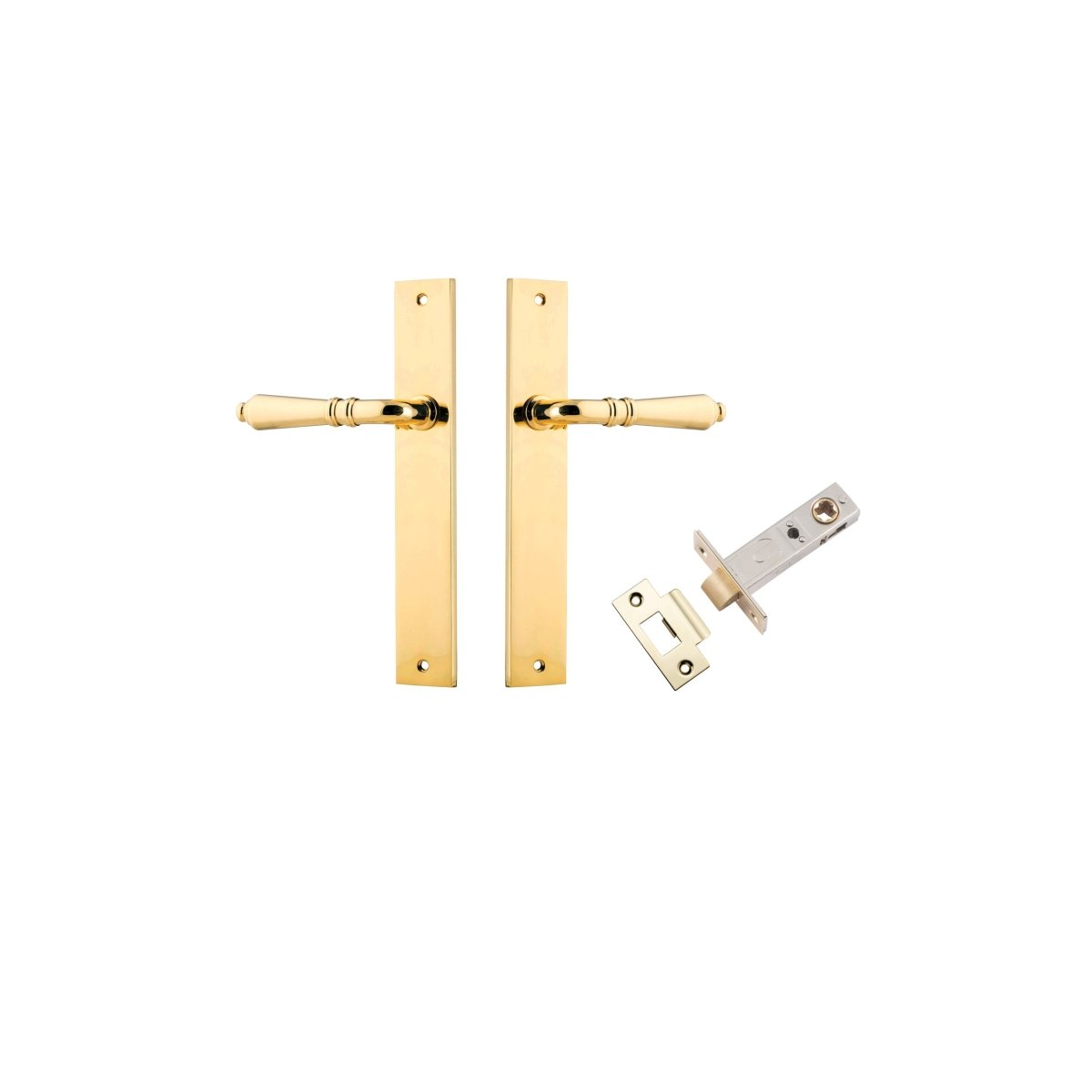 Sarlat Lever - Rectangular Backplate - Ella Grace - Iver - Polished Brass - Door Levers