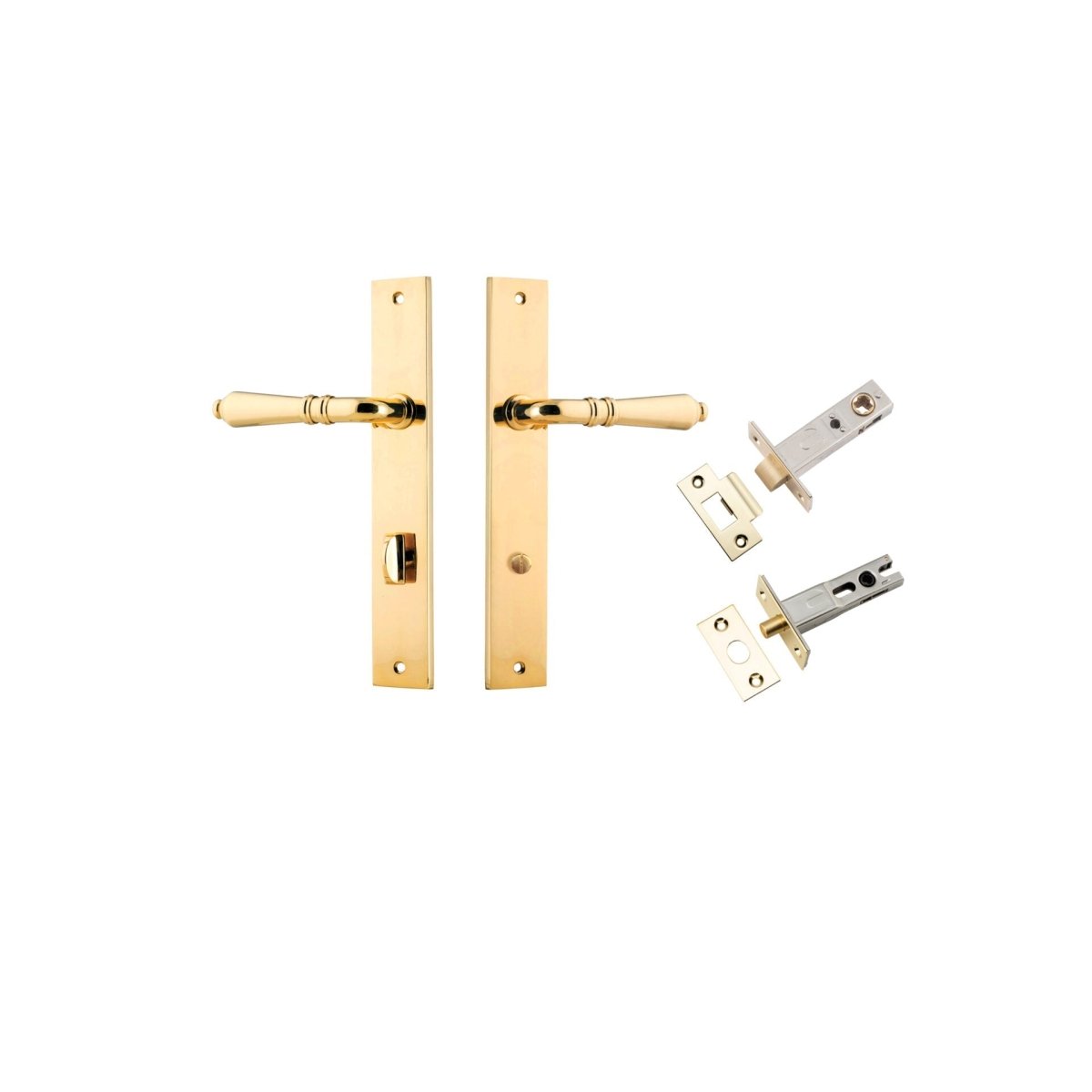 Sarlat Lever - Rectangular Backplate - Ella Grace - Iver - Polished Brass - Door Levers