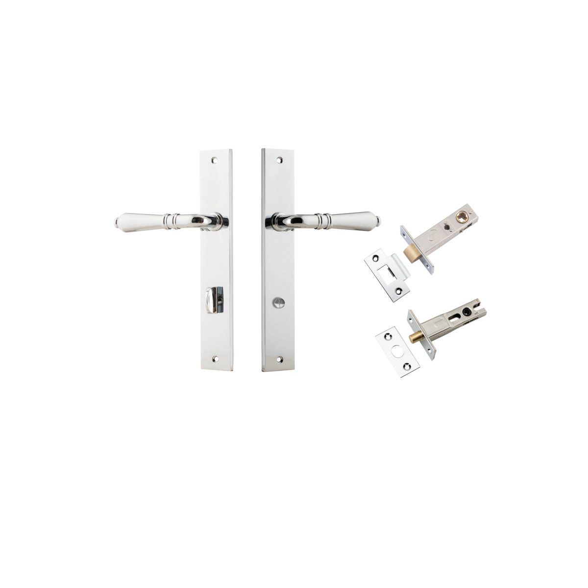 Sarlat Lever - Rectangular Backplate - Ella Grace - Iver - Polished Chrome - Door Levers