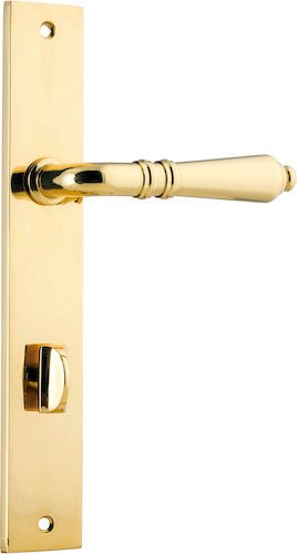 Sarlat Lever - Rectangular Backplate - Ella Grace - Iver - Polished Brass - Door Levers