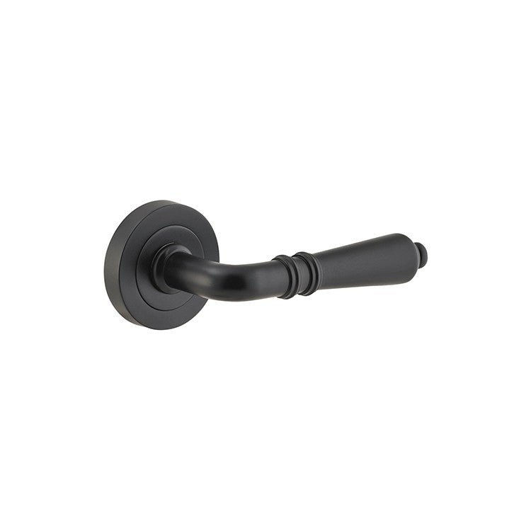 Sarlat Lever - Round Rose - Ella Grace - Iver - Matt Black - Door Levers