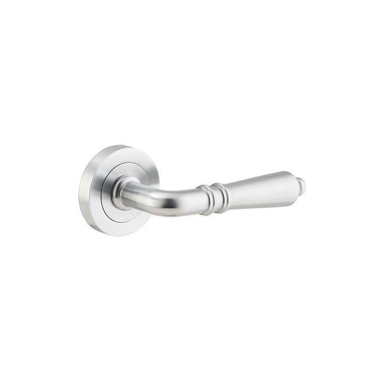 Sarlat Lever - Round Rose - Ella Grace - Iver - Brushed Chrome - Door Levers