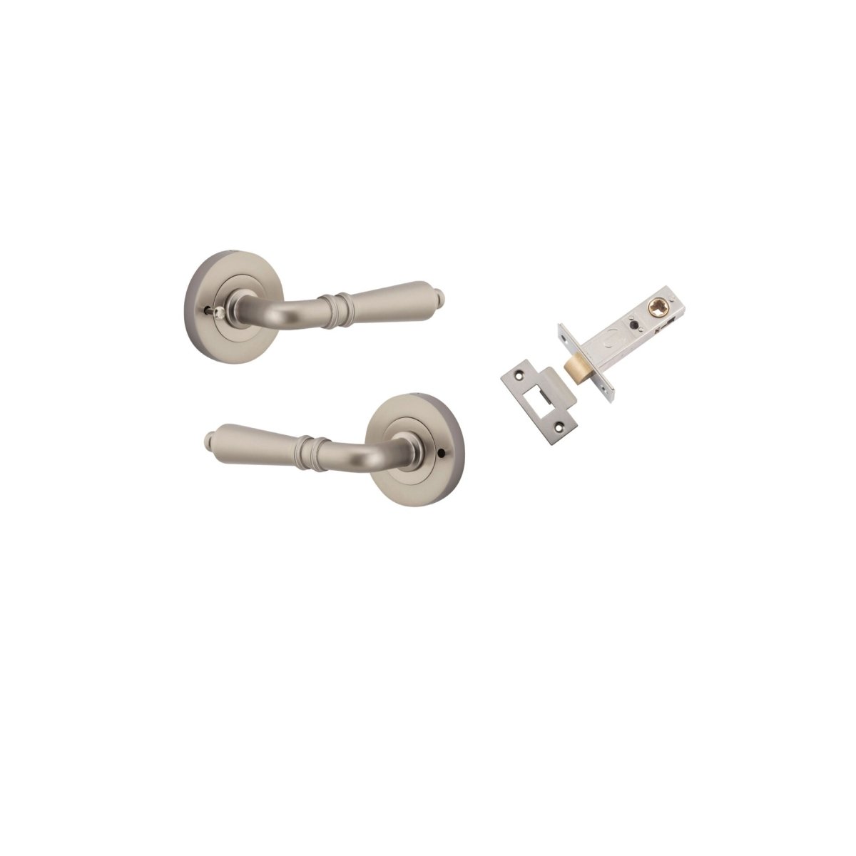 Sarlat Lever - Round Rose - Ella Grace - Iver - Satin Nickel - Door Levers